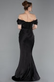 Long Black Satin Mermaid Prom Dress ABU6090