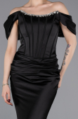 Long Black Satin Mermaid Prom Dress ABU6090