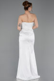 Long White Satin Prom Gown ABU6091