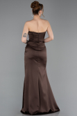 Long Brown Satin Prom Gown ABU6091