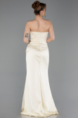 Long Yellow Satin Prom Gown ABU6091