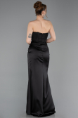 Long Black Satin Prom Gown ABU6091