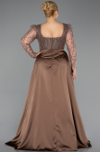 Brown Long Beaded Plus Size Engagement Dress ABU4761