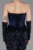 Long Navy Blue Scaly Evening Dress ABU6041