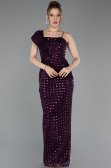 Long Dark Purple Scaly Prom Gown ABU6075