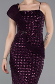 Long Dark Purple Scaly Prom Gown ABU6075