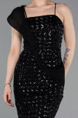 Long Black Scaly Prom Gown ABU6075