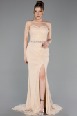 Long Beige Dantelle Evening Dress ABU6060