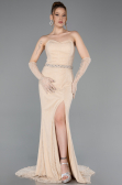 Long Beige Dantelle Evening Dress ABU6060