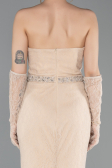 Long Beige Dantelle Evening Dress ABU6060