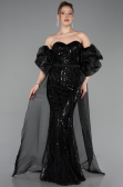Long Black Scaly Evening Dress ABU6099