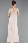 Long Beige Dantelle Evening Dress ABU6100