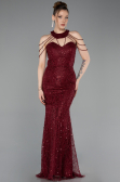 Long Burgundy Beaded Evening Dress ABU6073