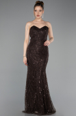 Long Brown Beaded Evening Dress ABU6073