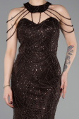 Long Brown Beaded Evening Dress ABU6073