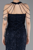 Long Navy Blue Beaded Evening Dress ABU6073