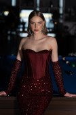 Long Burgundy Scaly Evening Dress ABU6041