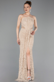 Long Beige Dantelle Prom Gown ABU6077