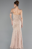 Long Beige Beaded Evening Dress ABU6080