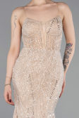Long Beige Beaded Evening Dress ABU6080