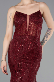 Long Burgundy Beaded Evening Dress ABU6080