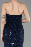 Long Navy Blue Beaded Evening Dress ABU6080
