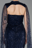 Long Navy Blue Beaded Evening Dress ABU6104