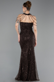 Long Brown Beaded Evening Dress ABU6073
