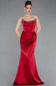 Long Burgundy Satin Mermaid Evening Gown ABU6109