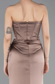 Long Cappuccino Satin Mermaid Evening Gown ABU6109
