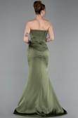 Long Olive Drab Satin Mermaid Evening Gown ABU6109