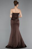 Long Dark Brown Satin Mermaid Evening Gown ABU6109