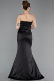 Long Black Satin Mermaid Evening Gown ABU6109