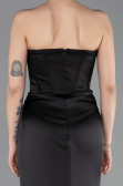 Long Black Satin Mermaid Evening Gown ABU6109