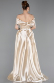 Beige Long Beaded Evening Dress ABU5400