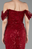 Burgundy Long Beaded Evening Dress ABU5557