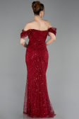 Burgundy Long Beaded Evening Dress ABU5557
