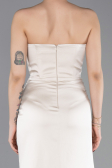 Beige Long Satin Prom Gown ABU5923