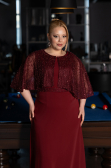 Long Burgundy Chiffon Plus Size Evening Dress ABU6063