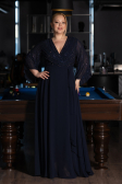Long Navy Blue Chiffon Plus Size Evening Dress ABU6067