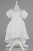 Front Short Back Long White Girl Dress ABO134