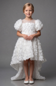 Front Short Back Long White Girl Dress ABO134
