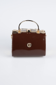 Brown Patent Leather Evening Bag KC170