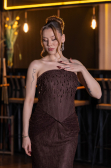 Long Brown Dantelle Evening Dress ABU6089