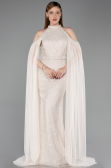 Long Beige Beaded Evening Dress ABU6117