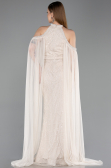 Long Beige Beaded Evening Dress ABU6117