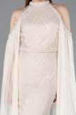 Long Beige Beaded Evening Dress ABU6117