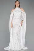 Long White Beaded Evening Dress ABU6117