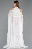 Long White Beaded Evening Dress ABU6117