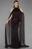 Long Brown Beaded Evening Dress ABU6117